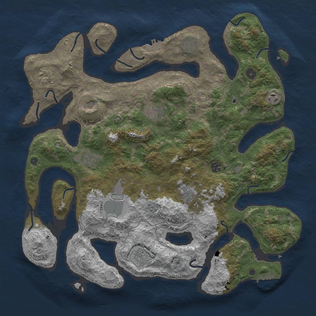 Rust Map: Procedural Map, Size: 4500, Seed: 1034029416, 22 Monuments