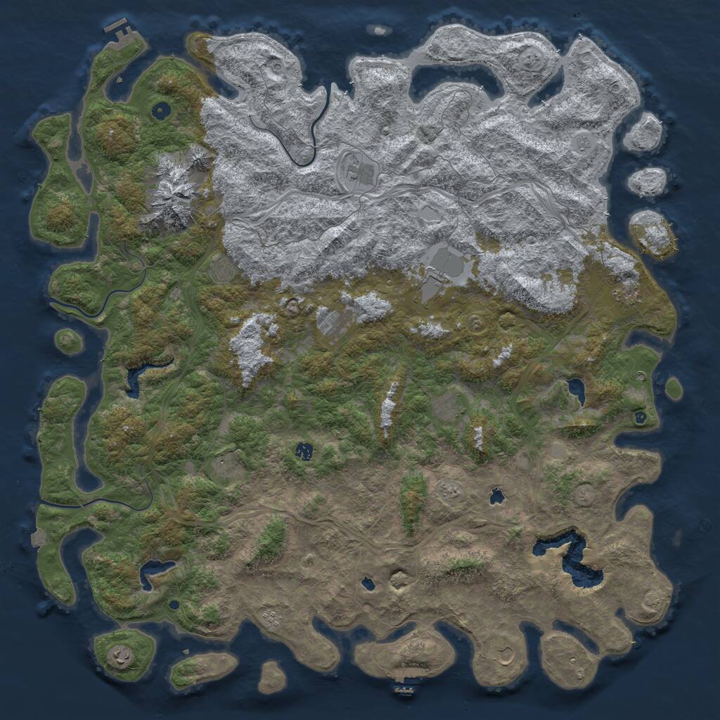 Rust Map: Procedural Map, Size: 6000, Seed: 7429, 17 Monuments