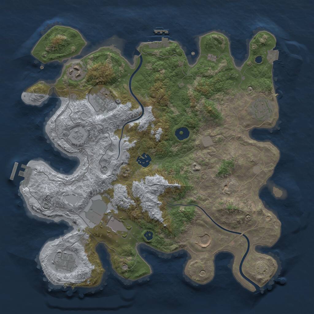 Rust Map: Procedural Map, Size: 3500, Seed: 5480, 13 Monuments