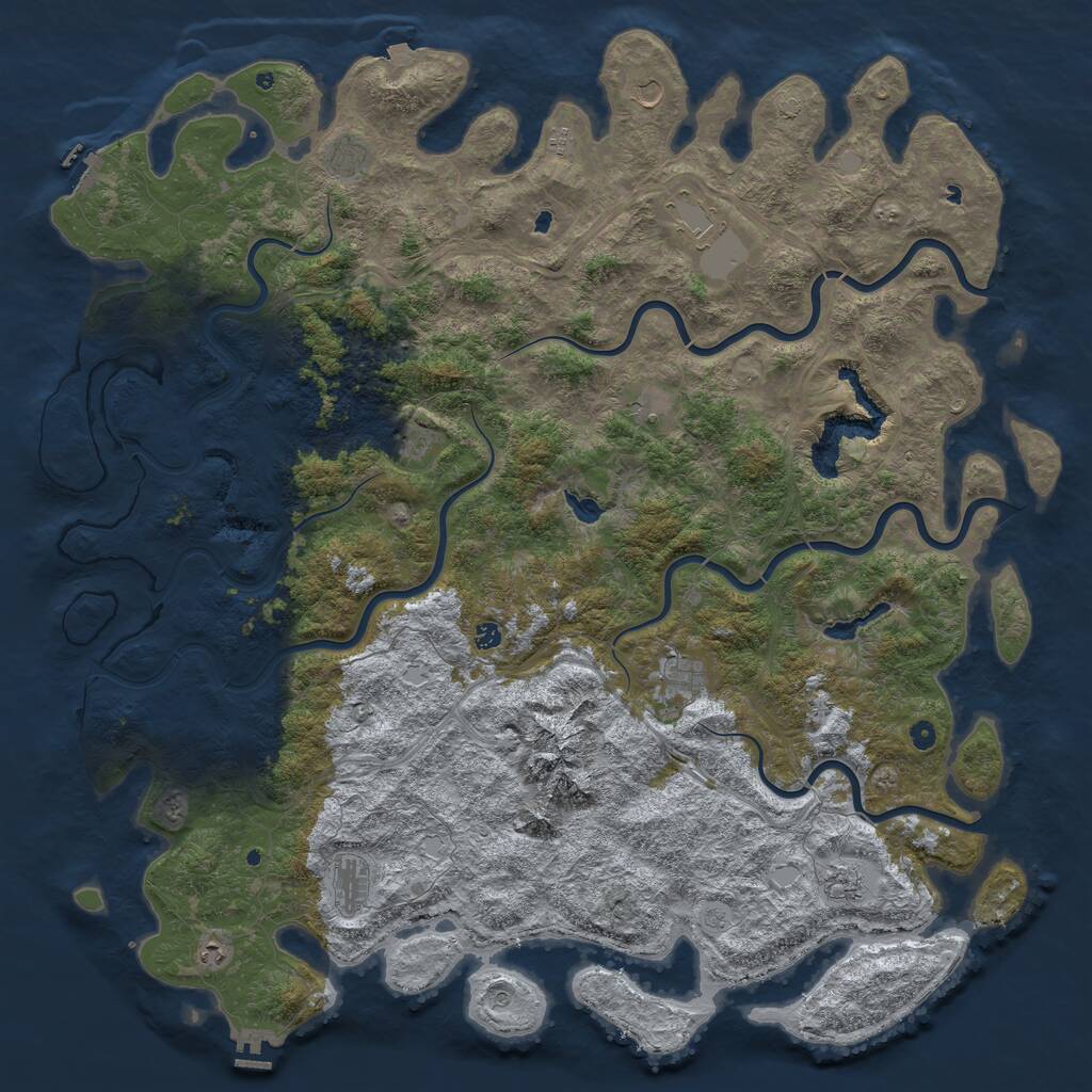 Rust Map: Procedural Map, Size: 6000, Seed: 7869332, 17 Monuments