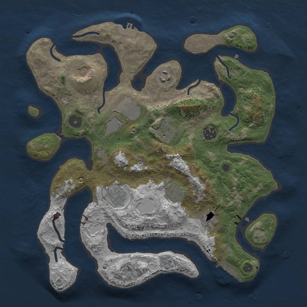 Rust Map: Procedural Map, Size: 3500, Seed: 79480, 20 Monuments