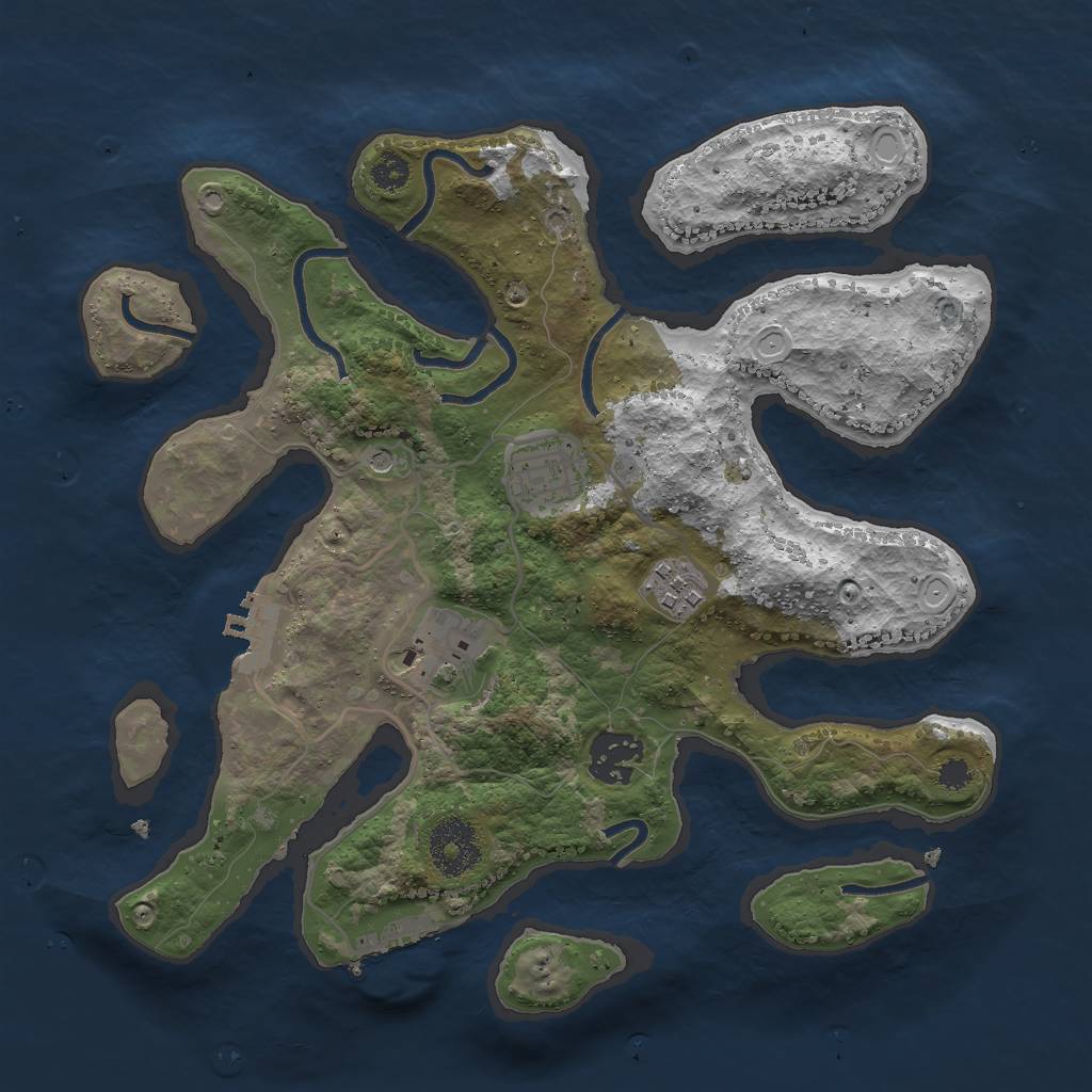 Rust Map: Procedural Map, Size: 3000, Seed: 1071760187, 15 Monuments