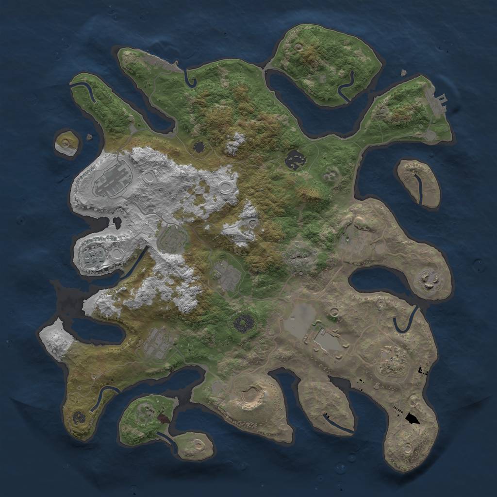 Rust Map: Procedural Map, Size: 3850, Seed: 65123556, 22 Monuments