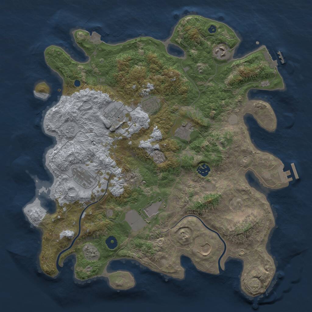 Rust Map: Procedural Map, Size: 3850, Seed: 65123556, 15 Monuments