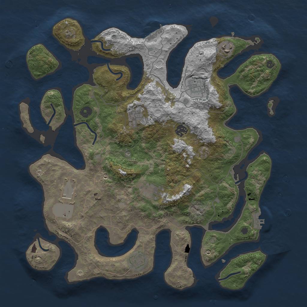 Rust Map: Procedural Map, Size: 4000, Seed: 58017, 18 Monuments