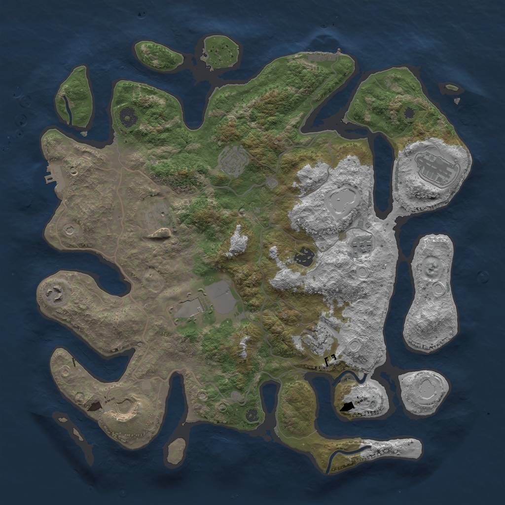 Rust Map: Procedural Map, Size: 4000, Seed: 9572, 20 Monuments