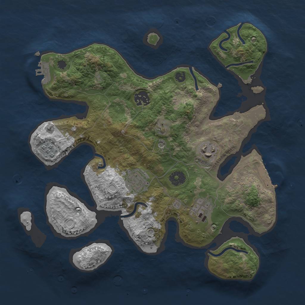Rust Map: Procedural Map, Size: 3000, Seed: 68970999, 16 Monuments