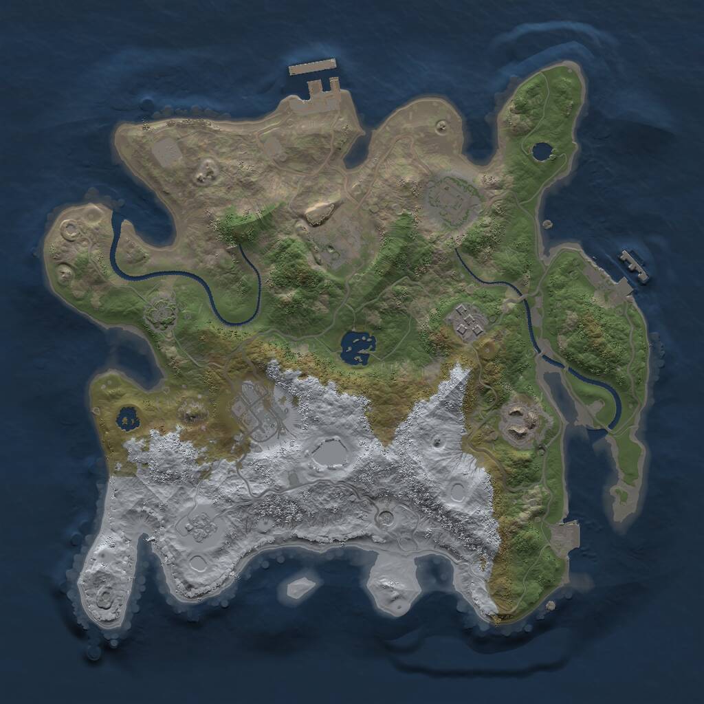 Rust Map: Procedural Map, Size: 3000, Seed: 568320913, 12 Monuments