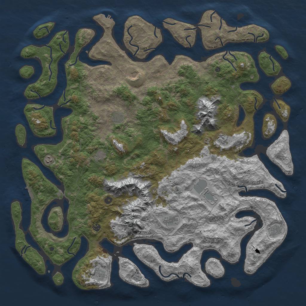 Rust Map: Procedural Map, Size: 6000, Seed: 156346170, 22 Monuments