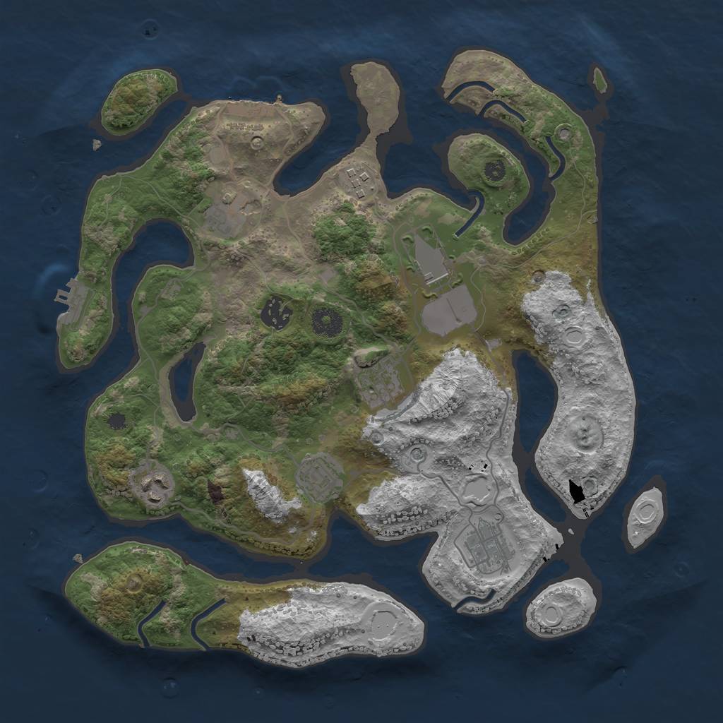Rust Map: Procedural Map, Size: 3500, Seed: 536975674, 19 Monuments