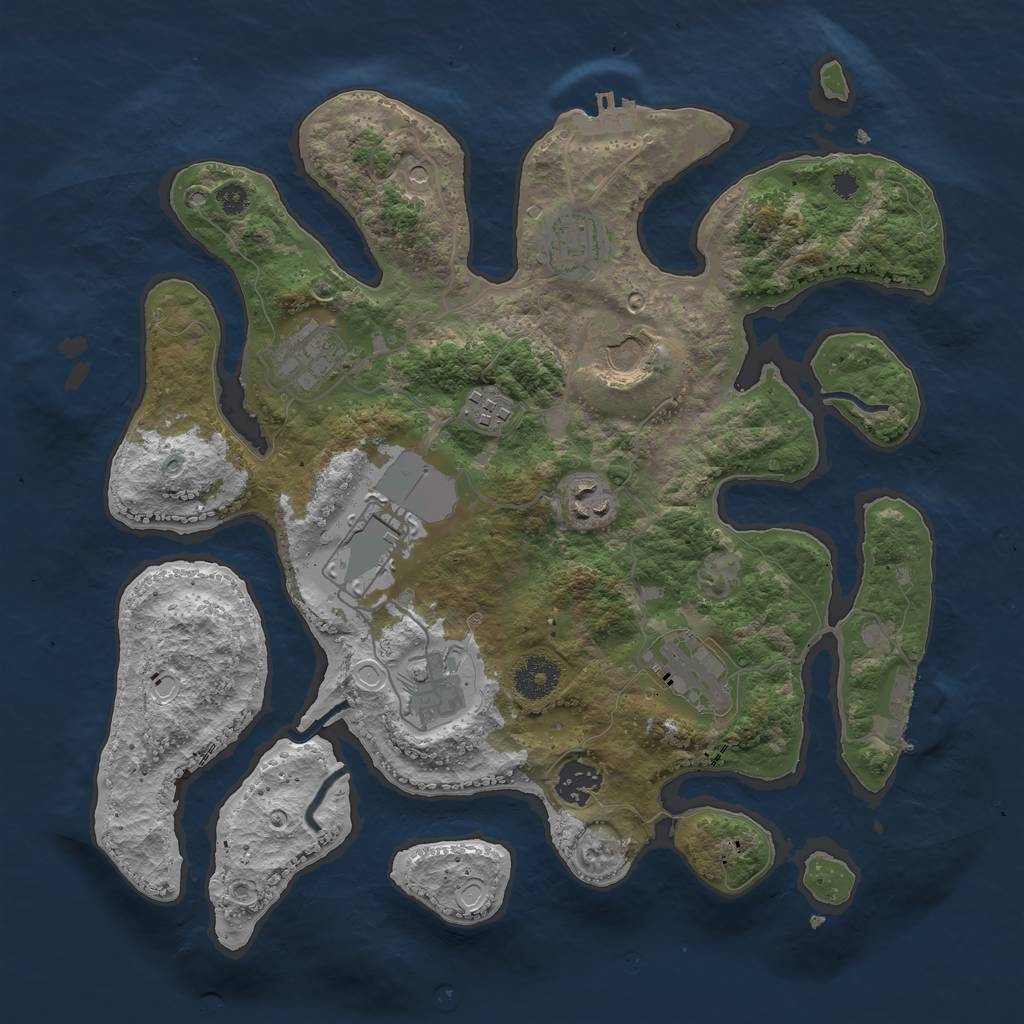 Rust Map: Procedural Map, Size: 3500, Seed: 1584604712, 20 Monuments