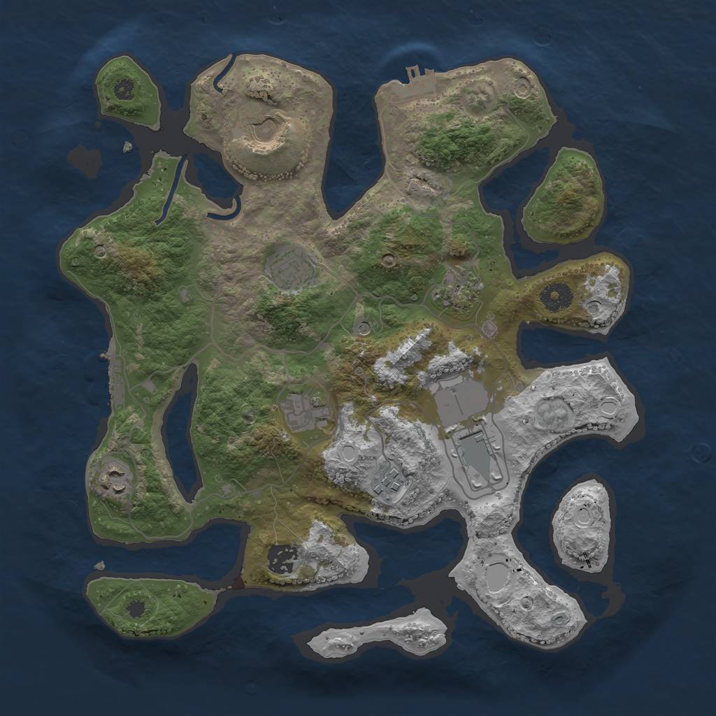 Rust Map: Procedural Map, Size: 3500, Seed: 1262893403, 19 Monuments