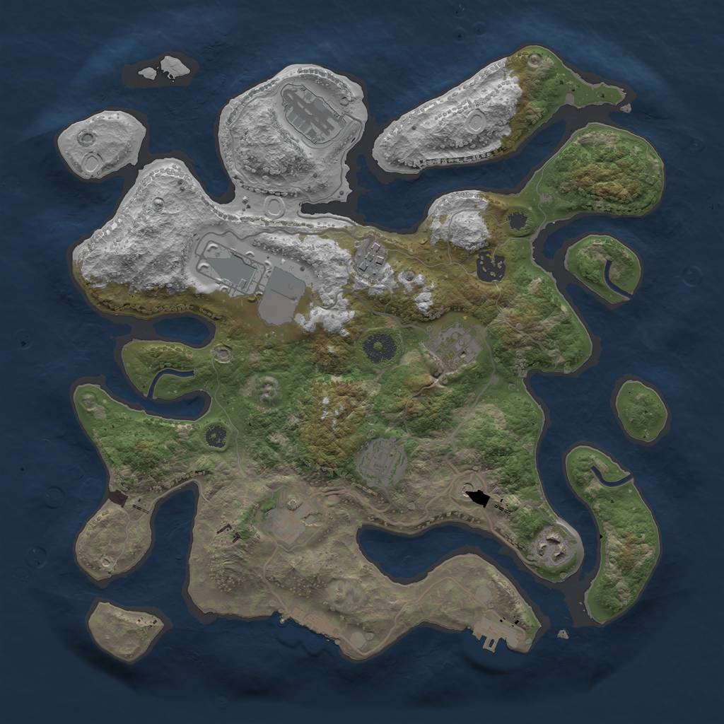 Rust Map: Procedural Map, Size: 3500, Seed: 1175329911, 19 Monuments