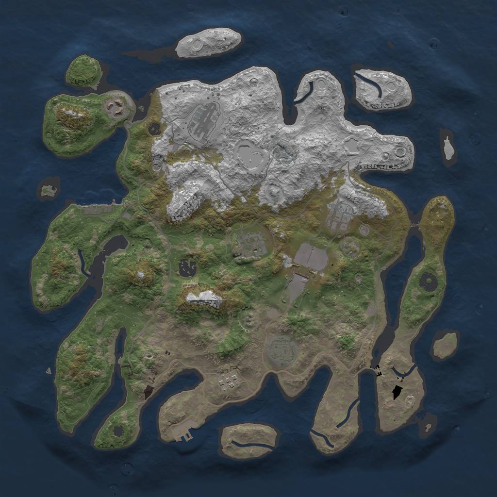 Rust Map: Procedural Map, Size: 4000, Seed: 47034, 19 Monuments