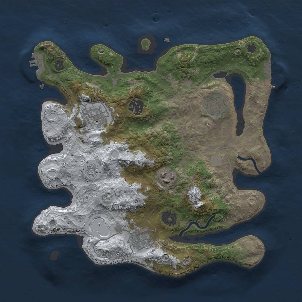 Rust Map: Procedural Map, Size: 3000, Seed: 33333, 13 Monuments