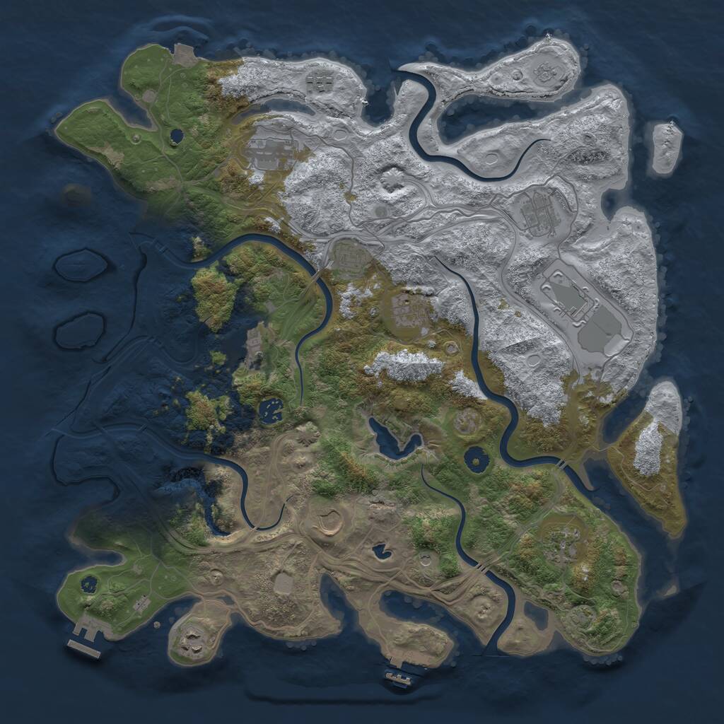 Rust Map: Procedural Map, Size: 4300, Seed: 668, 17 Monuments