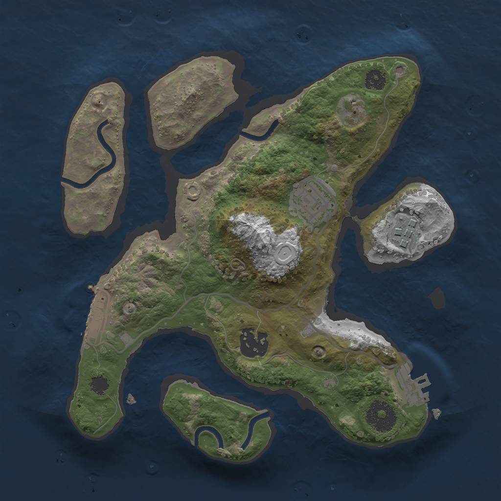 Rust Map: Procedural Map, Size: 2500, Seed: 993738219, 13 Monuments