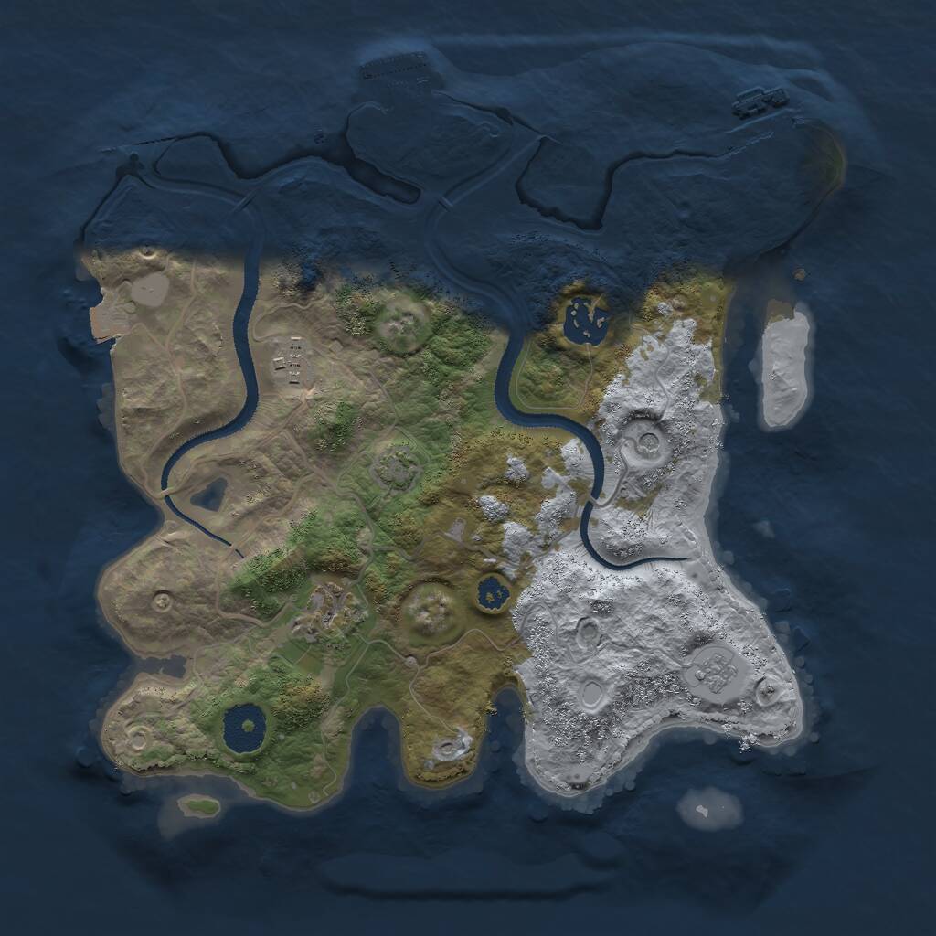 Rust Map: Procedural Map, Size: 3000, Seed: 3650, 9 Monuments
