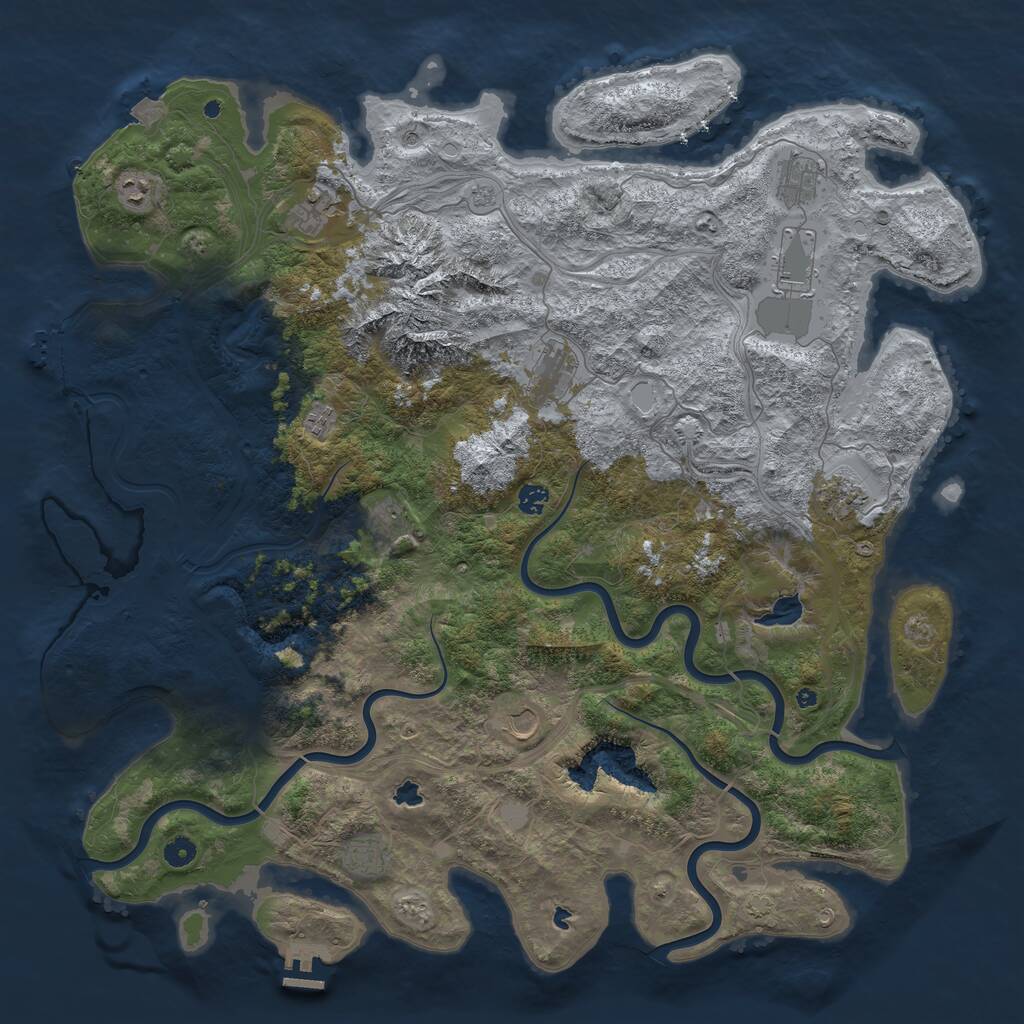 Rust Map: Procedural Map, Size: 5000, Seed: 2342344, 17 Monuments