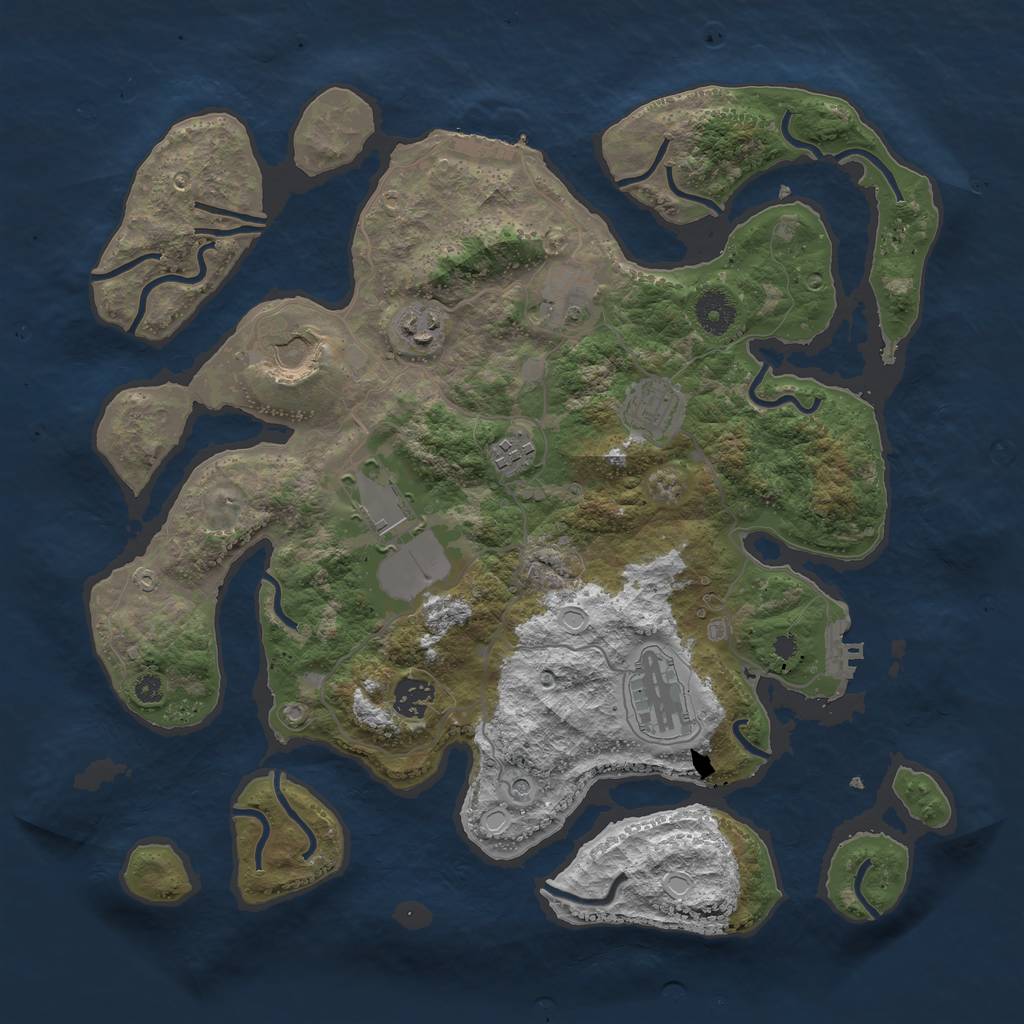 Rust Map: Procedural Map, Size: 3750, Seed: 697403535, 19 Monuments