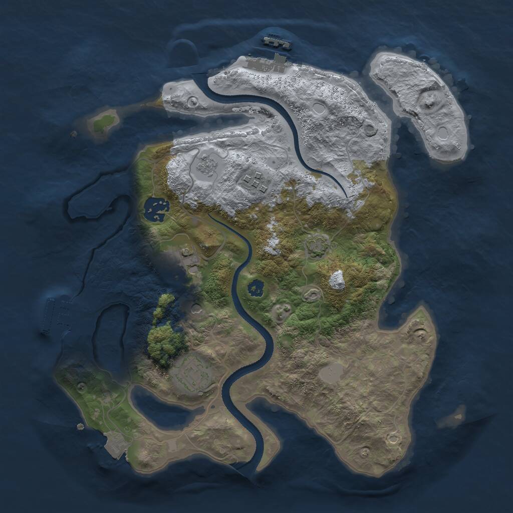 Rust Map: Procedural Map, Size: 3000, Seed: 1118215549, 10 Monuments