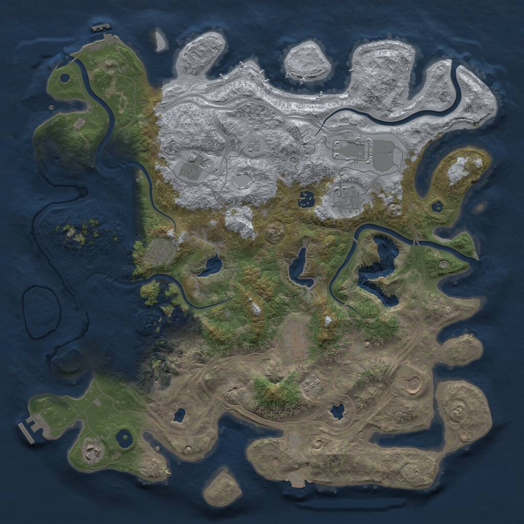 Rust Map: Procedural Map, Size: 4500, Seed: 9274853, 16 Monuments