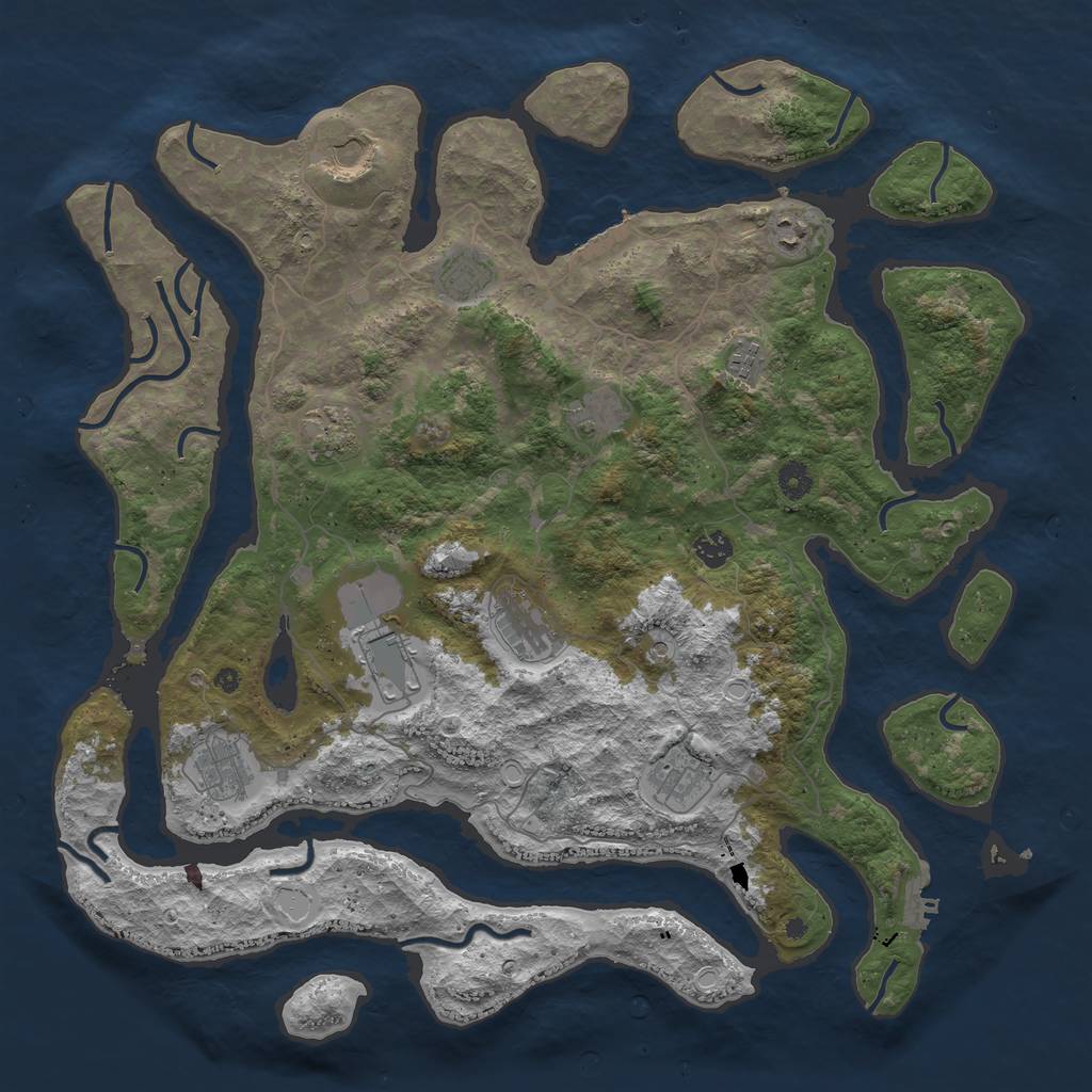 Rust Map: Procedural Map, Size: 4500, Seed: 1462251245, 22 Monuments