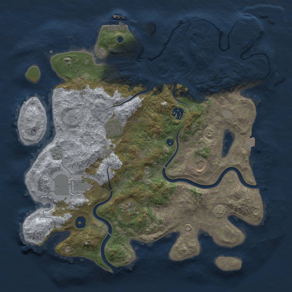 Rust Map: Procedural Map, Size: 3750, Seed: 287107712, 12 Monuments
