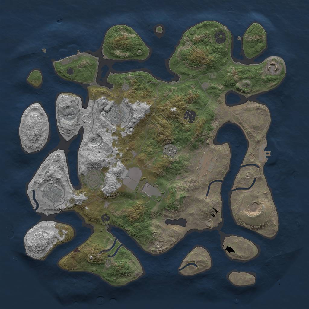 Rust Map: Procedural Map, Size: 3750, Seed: 287107712, 20 Monuments