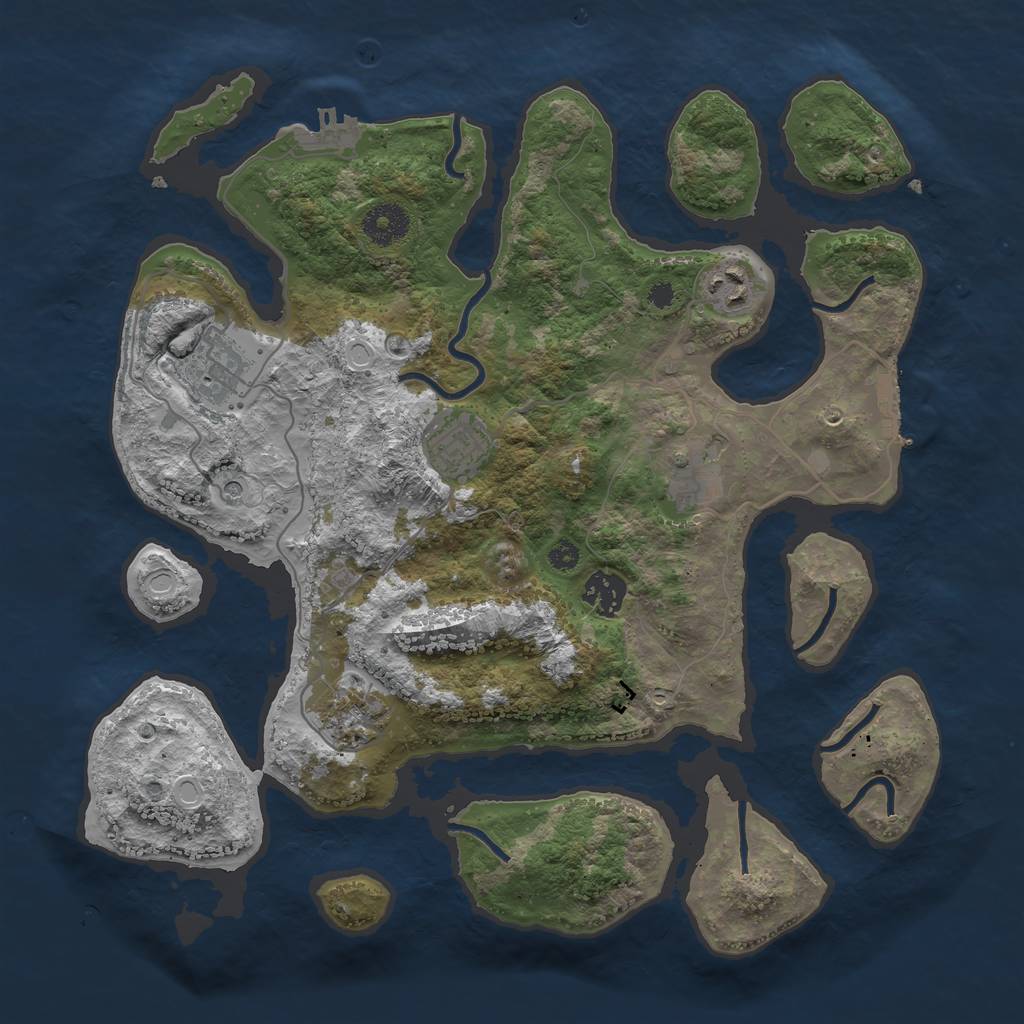 Rust Map: Procedural Map, Size: 3500, Seed: 529123453, 17 Monuments