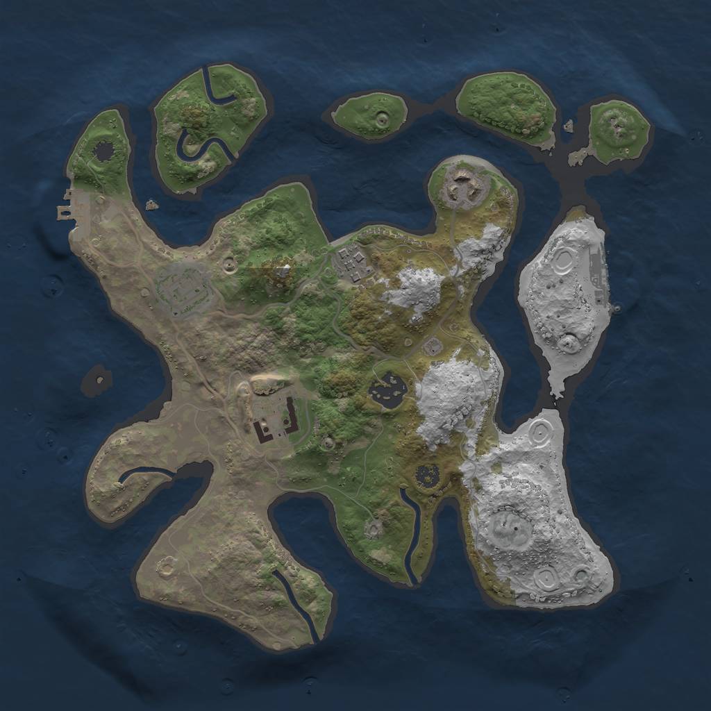 Rust Map: Procedural Map, Size: 3000, Seed: 1313462914, 15 Monuments