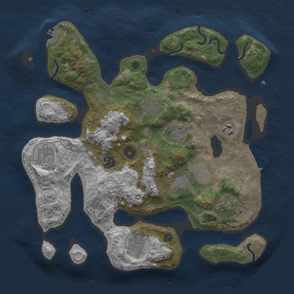 Rust Map: Procedural Map, Size: 3500, Seed: 759021230, 19 Monuments