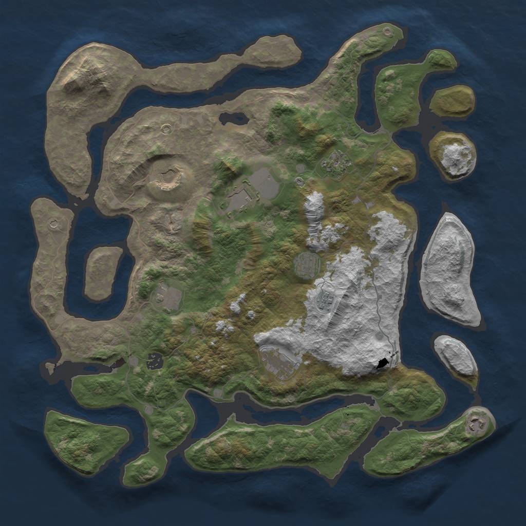 Rust Map: Barren, Size: 4500, Seed: 224551, 12 Monuments