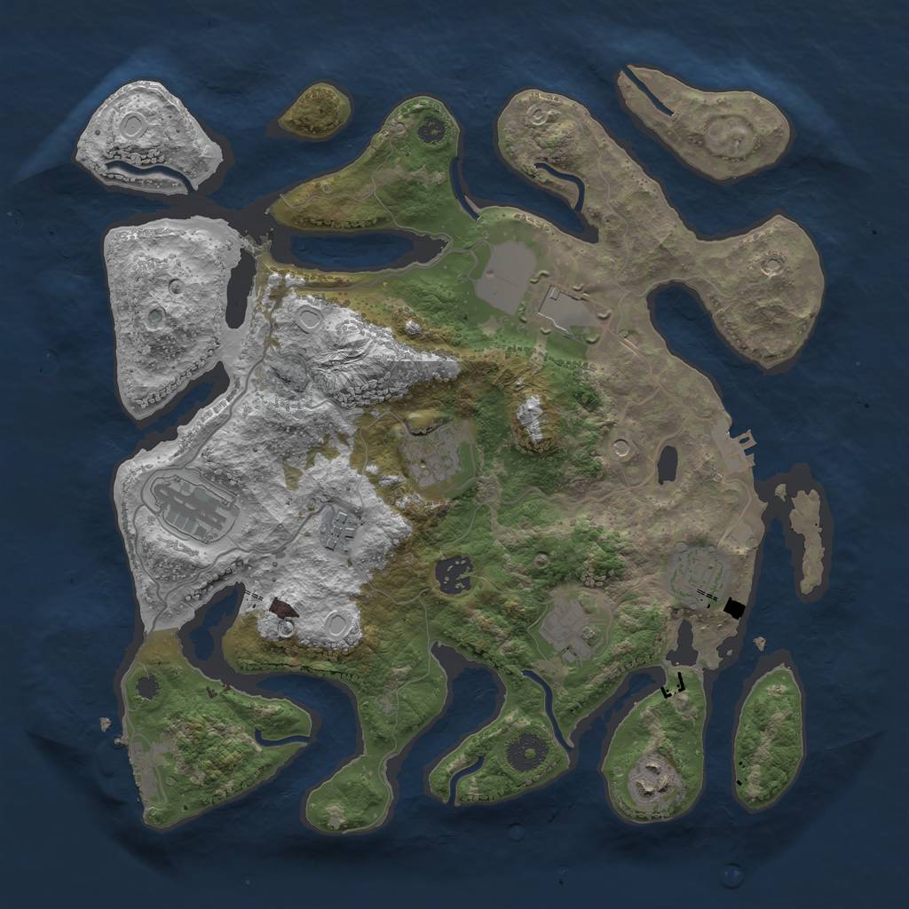 Rust Map: Procedural Map, Size: 3500, Seed: 518560972, 19 Monuments