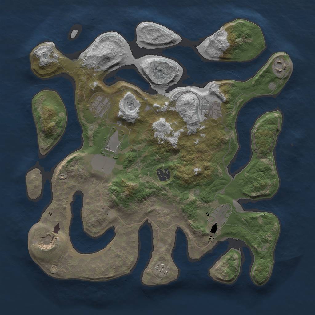 Rust Map: Barren, Size: 3500, Seed: 211529311, 11 Monuments