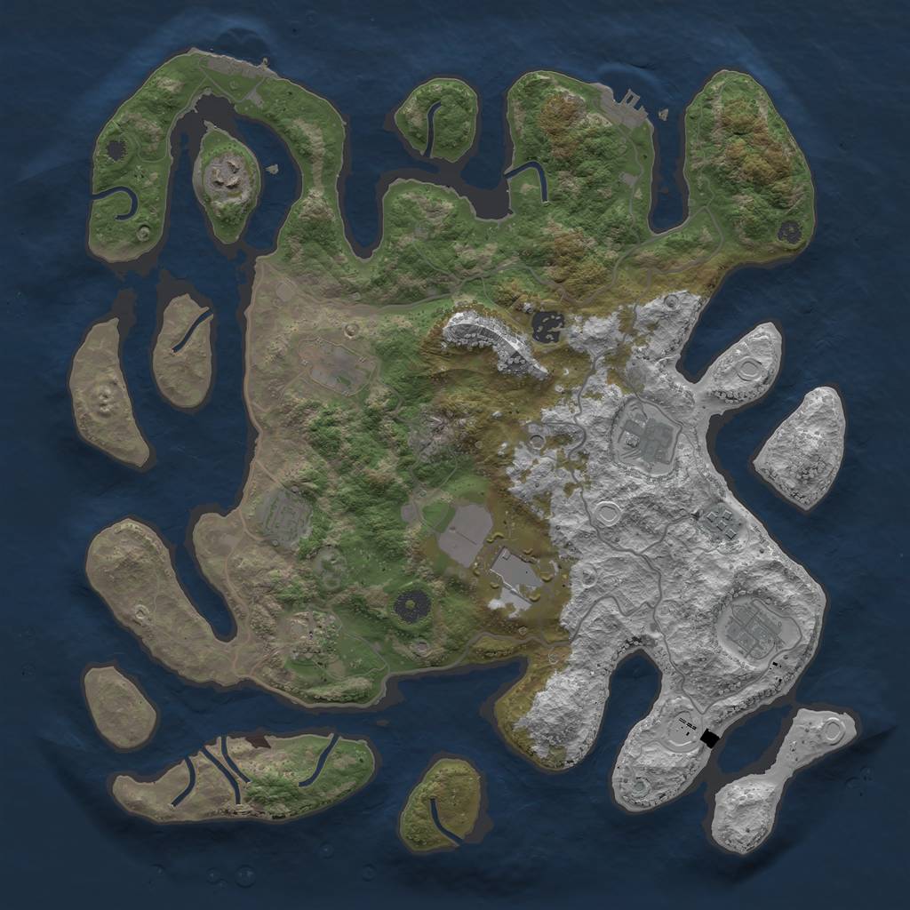Rust Map: Procedural Map, Size: 4000, Seed: 774411, 20 Monuments