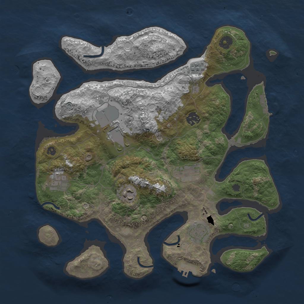 Rust Map: Procedural Map, Size: 3500, Seed: 12082021, 18 Monuments