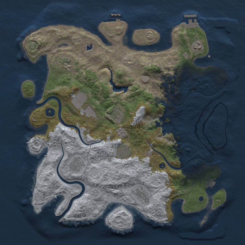 Rust Map: Procedural Map, Size: 4000, Seed: 240966334, 14 Monuments