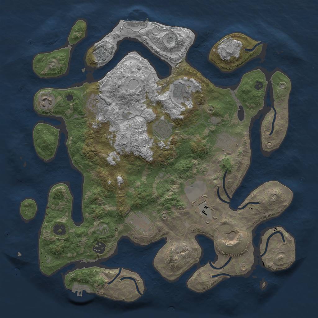 Rust Map: Procedural Map, Size: 3850, Seed: 1405397116, 21 Monuments