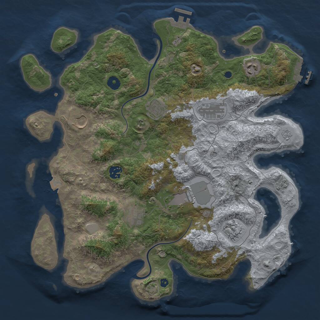 Rust Map: Procedural Map, Size: 3700, Seed: 4473, 15 Monuments