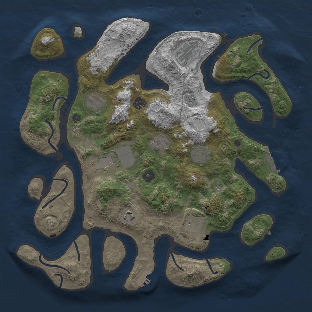 Rust Map: Procedural Map, Size: 3800, Seed: 918969083, 20 Monuments