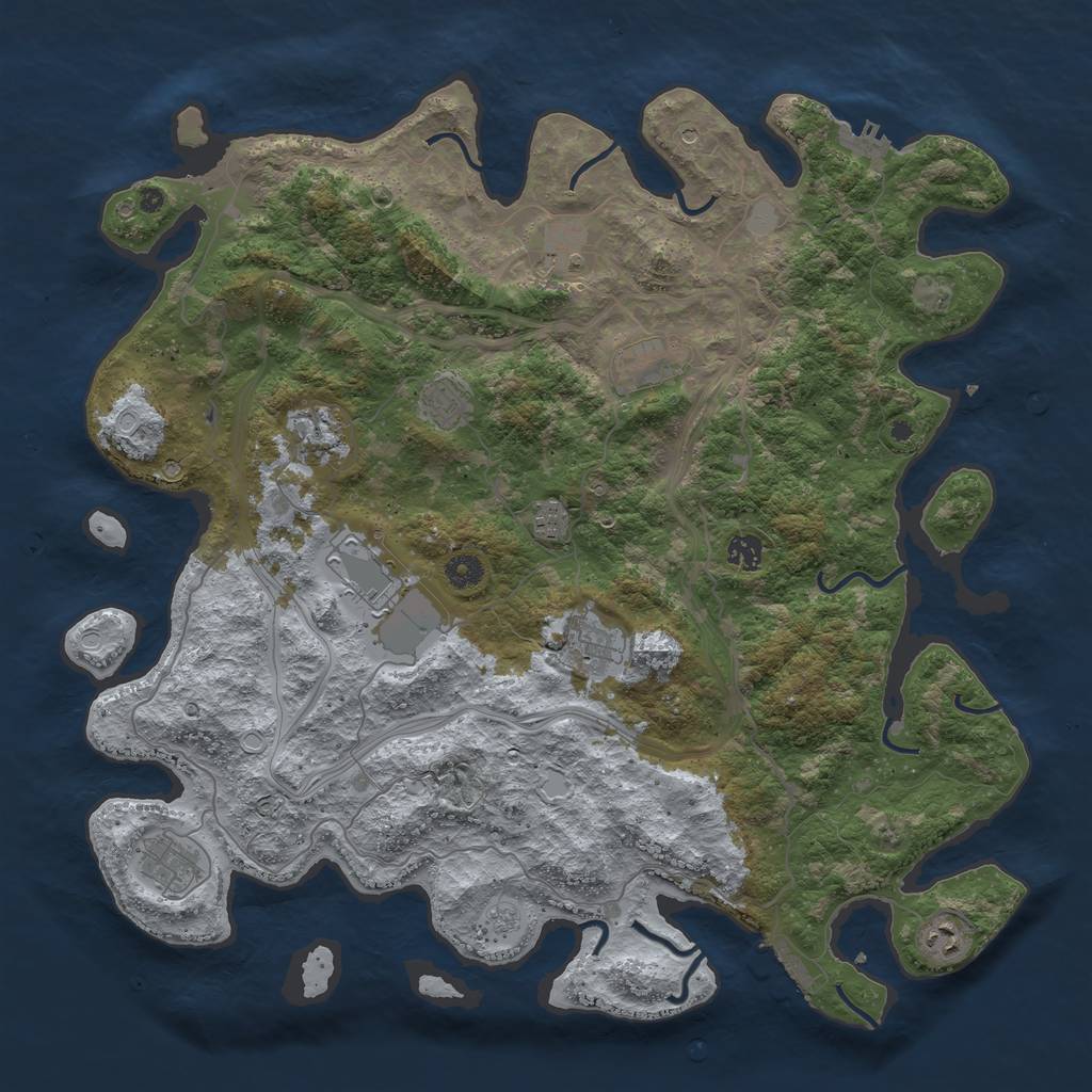 Rust Map: Procedural Map, Size: 4500, Seed: 92107, 17 Monuments