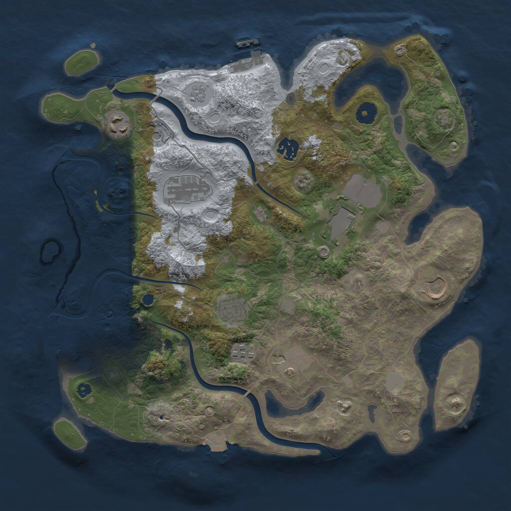 Rust Map: Procedural Map, Size: 3600, Seed: 970731094, 14 Monuments