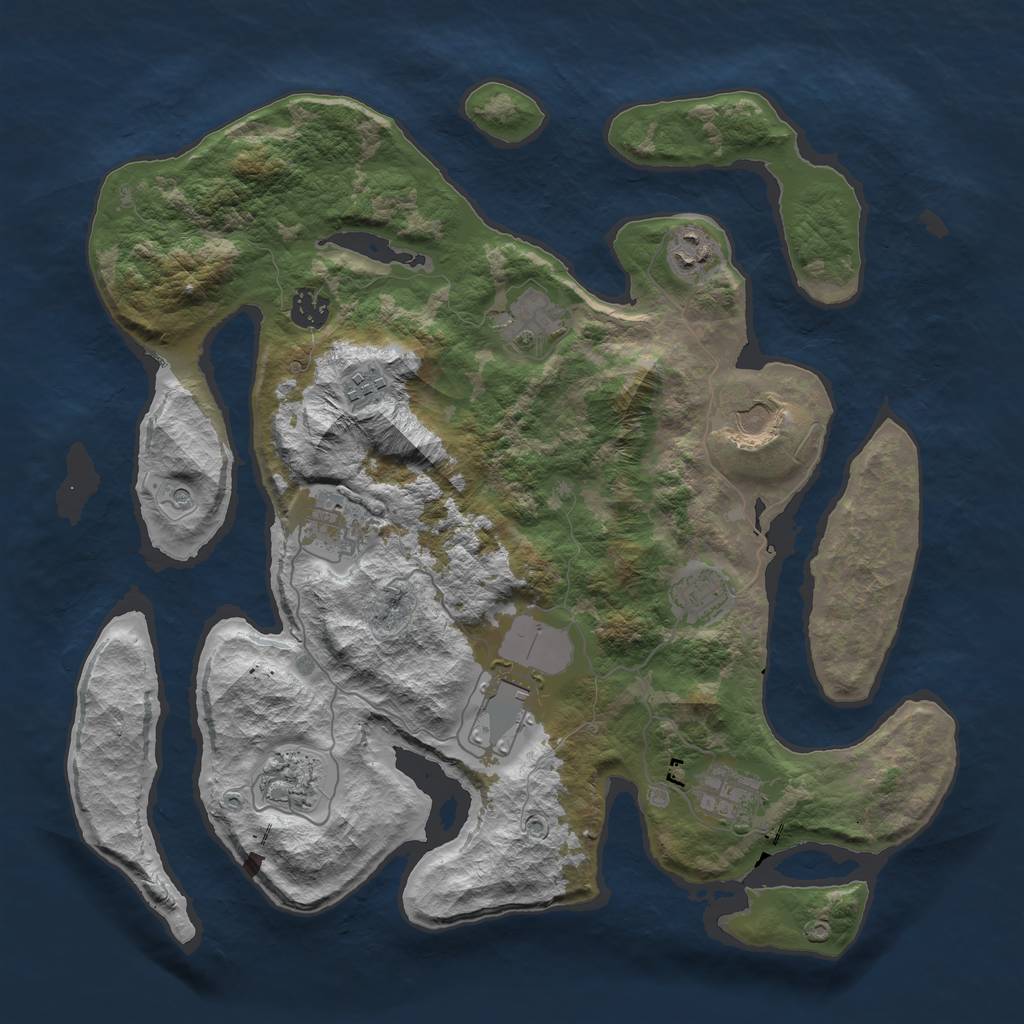 Rust Map: Barren, Size: 3850, Seed: 318667213, 13 Monuments
