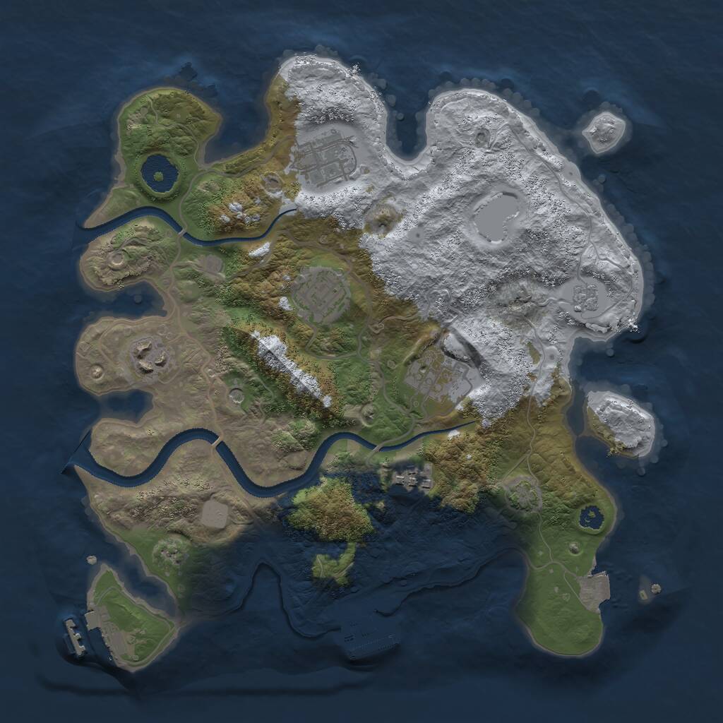 Rust Map: Procedural Map, Size: 3000, Seed: 84347, 11 Monuments