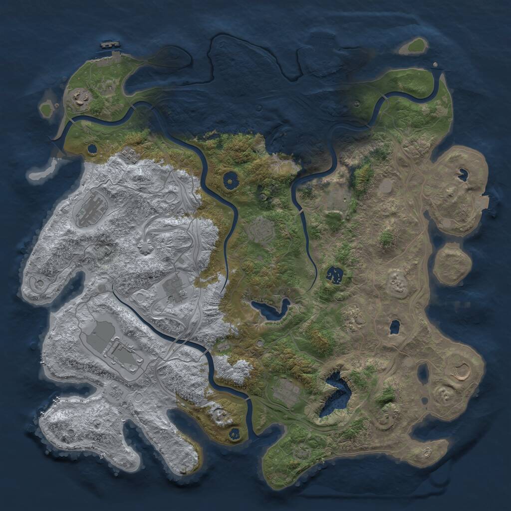 Rust Map: Procedural Map, Size: 4500, Seed: 453253, 17 Monuments
