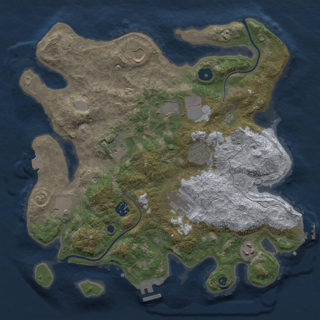 Rust Map: Procedural Map, Size: 3500, Seed: 1994640687, 15 Monuments