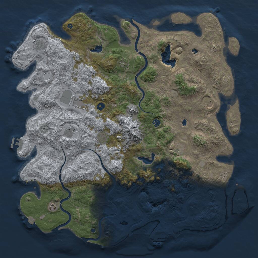 Rust Map: Procedural Map, Size: 5000, Seed: 3323, 16 Monuments