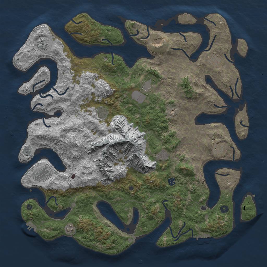 Rust Map: Procedural Map, Size: 5000, Seed: 3323, 22 Monuments