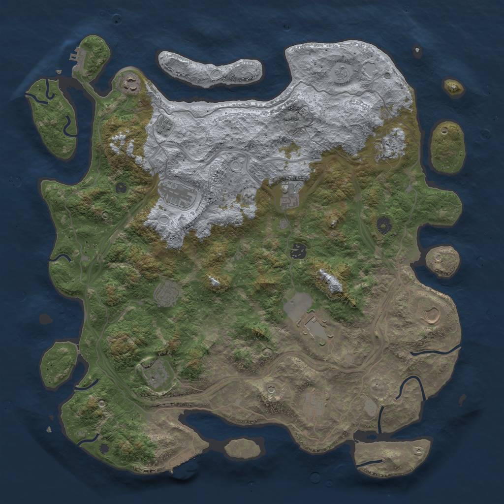 Rust Map: Procedural Map, Size: 4600, Seed: 5, 20 Monuments